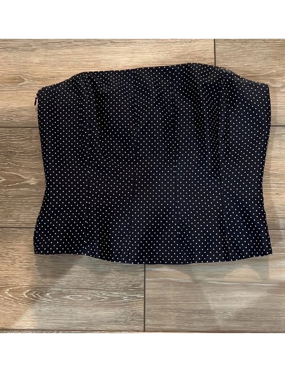 VALENTINO RED - Strapless Black Polka Dot Bustier Top